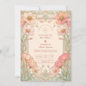 Pastel Poppy Garden Wedding Kaart (Voorkant)
