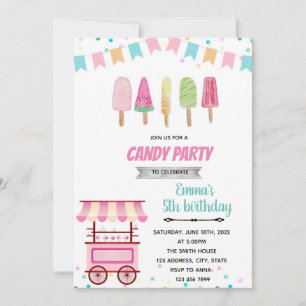 Pastel popsiche-uitnodiging kaart