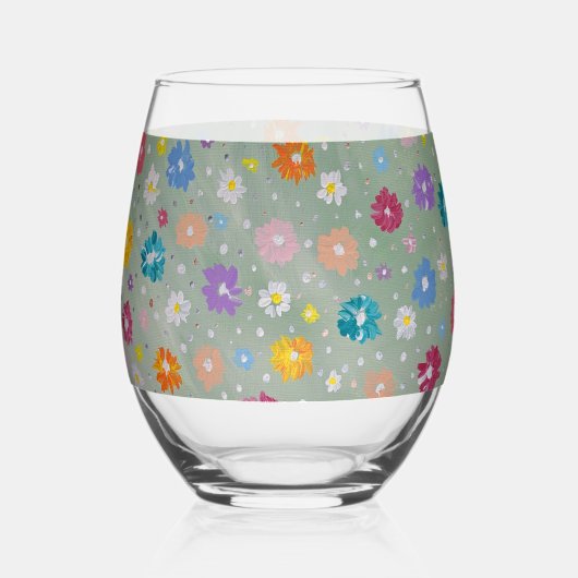 Pastel Posie Wijnglas Zonder Voet (Voorkant)