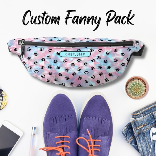 Pastel Powder Rose Aqua Shibori Paw Motif mûre