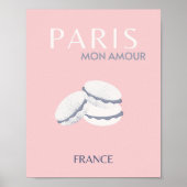 Pastel Preppy Macarons, roze Parijs Travel Art Poster (Voorkant)