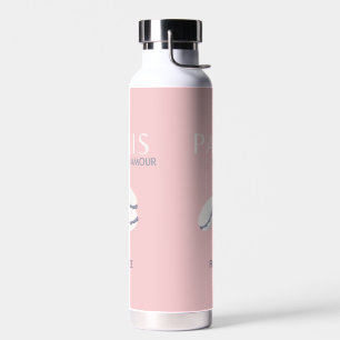 Pastel Preppy Macarons, roze Parijs Travel Art Waterfles