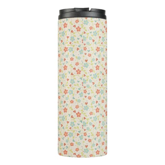 Pastel Pretty Spring Floral Pattern Monogram Thermosbeker (Achterkant)