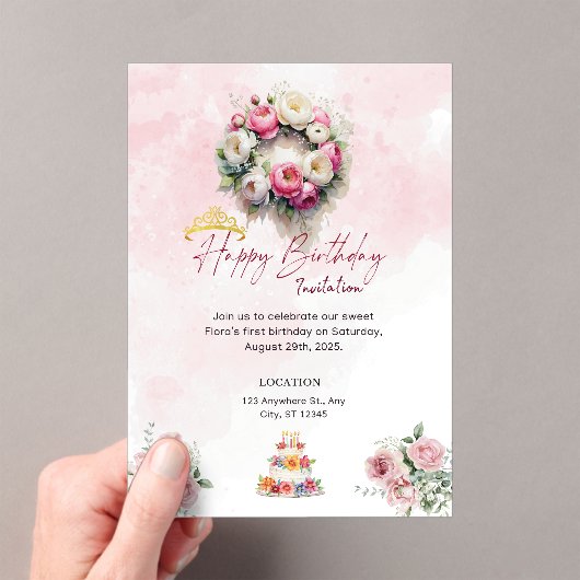 Pastel Princess 15 Quinceañera Verjaardag Uitnodig Acryl Uitnodigingen (Insitu (Draagbaar))