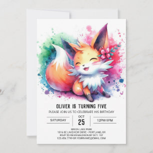 Pastel Printable Fox Verjaardag Kaart