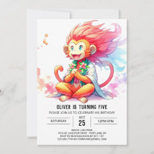 Pastel Printable Monkey Birthday Kaart