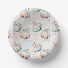 Pastel Pumpkin and Bows Gender Reveal Paper Bowl Papieren Kommen
