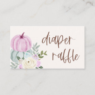 Pastel Pumpkin Floral Diaper Raffle Kaarten