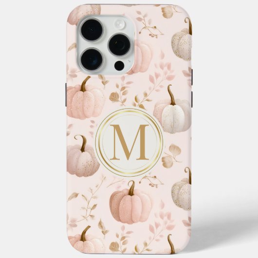Pastel Pumpkin Monogram – Gepersonaliseerd Initiaa Case-Mate iPhone Case (Achterkant)