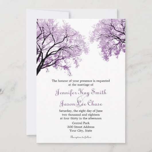 Pastel Purple Trees - Invitations de mariage (Devant)