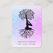 *~* Pastel QR Man Tree of Life Yoga Woman Visitekaartje (Voorkant)