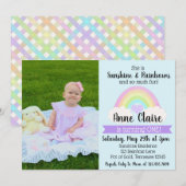 Pastel Rainbow 1er Invitation anniversaire (Devant / Derrière)