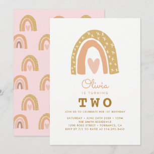 Pastel Rainbow 2e Anniversaire Cartes d'invitation