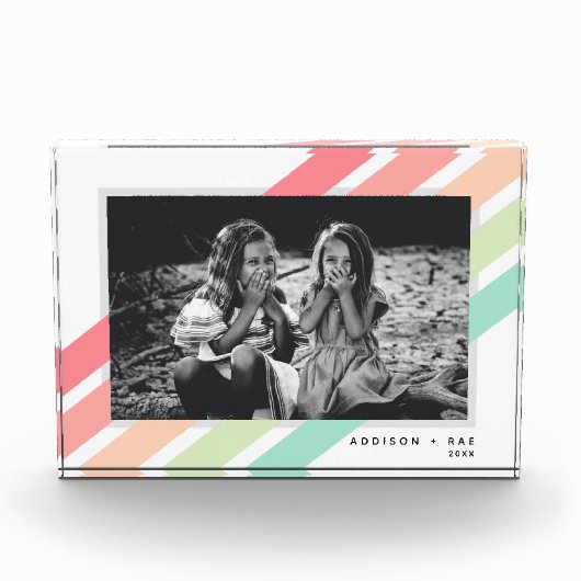 Pastel Rainbow Aangepaste gepersonaliseerde naam G Fotoblokken (Voorkant)