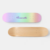 Pastel Rainbow Aesthetische Paarse naam Skateboard (Horizontaal)