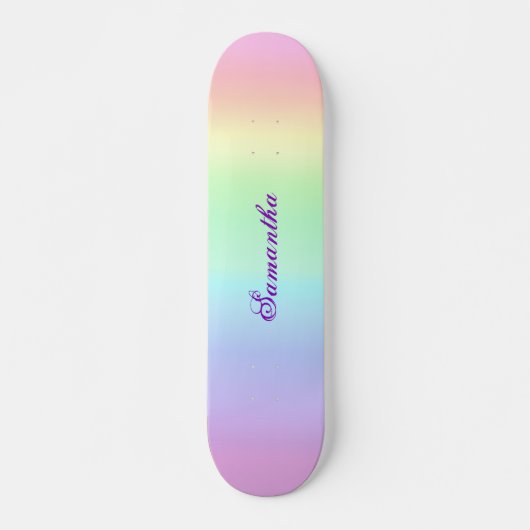 Pastel Rainbow Aesthetische Paarse naam Skateboard (Voorkant)