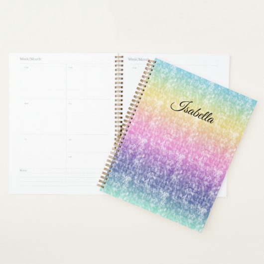 Pastel Rainbow avec nom de script ou votre texte (Devant avec enveloppe)