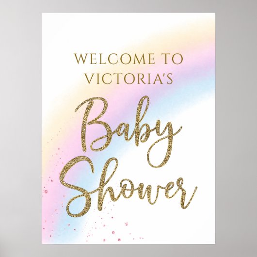 Pastel Rainbow Baby shower Affiche de bienvenue N' (Devant)