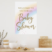 Pastel Rainbow Baby shower Affiche de bienvenue N' (Cuisine)