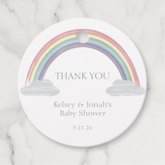 Pastel Rainbow Baby Shower Bedankjes Labels (Voorkant)