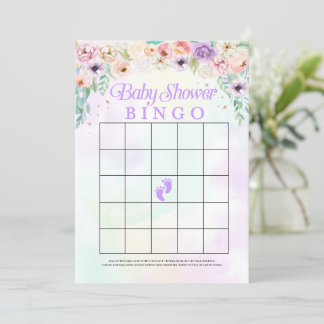 Pastel Rainbow Baby shower Bingo Game Kaart