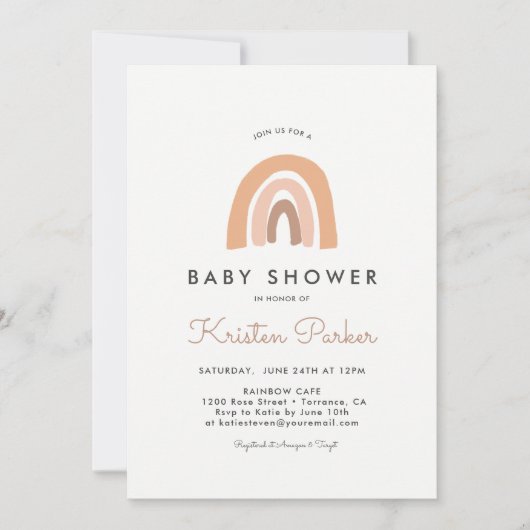Pastel Rainbow Baby shower Cartes d'invitation (Devant)