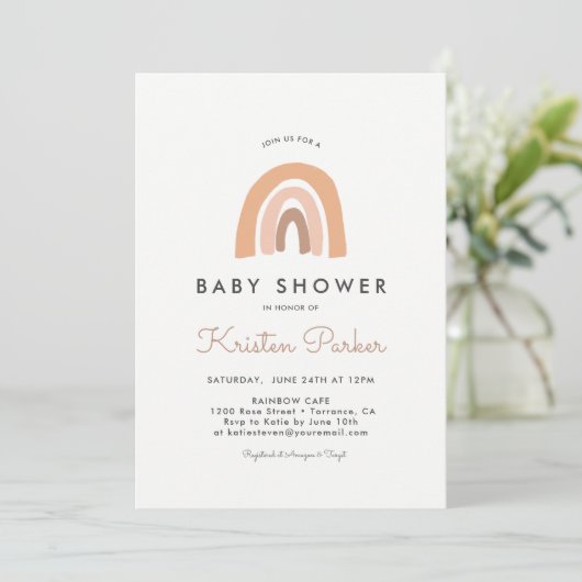 Pastel Rainbow Baby shower Cartes d'invitation (Debout devant)