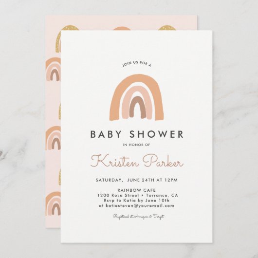 Pastel Rainbow Baby shower Cartes d'invitation (Devant / Derrière)