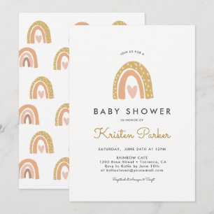 Pastel Rainbow Baby shower Cartes d'invitation