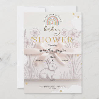 Pastel Rainbow Baby Shower Invitation Custom Edita Kaart