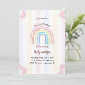 Pastel Rainbow Baby shower Invitation Cute Rainbow (Debout devant)