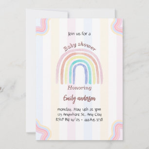 Pastel Rainbow Baby shower Invitation Cute Rainbow