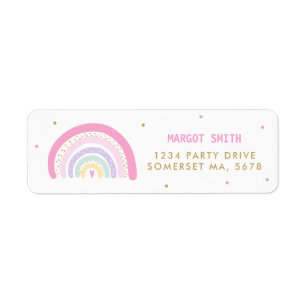 Pastel Rainbow Baby shower Return-adres Etiket
