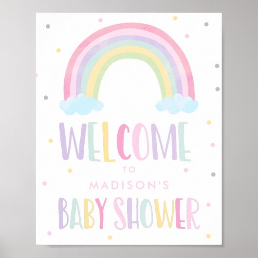 Pastel Rainbow-Baby shower Welkom Poster (Voorkant)
