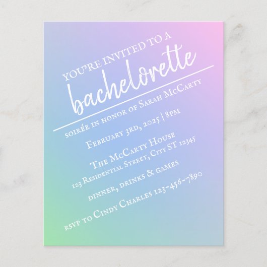 Pastel Rainbow Bachelorette Party Flyer (Voorkant)