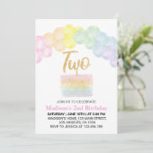 Pastel Rainbow Balloon 2e Invitation d'anniversair (Debout devant)
