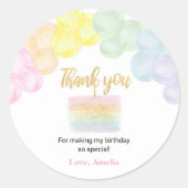 Pastel Rainbow Balloon Sticker d'anniversaire Étiq (Devant)