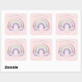 Pastel Rainbow Birthday Party Square Stickers (Feuille)
