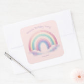 Pastel Rainbow Birthday Party Square Stickers (Enveloppe)