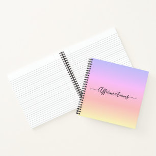 Pastel Rainbow & Black Typografie Affirmaties Notitieboek