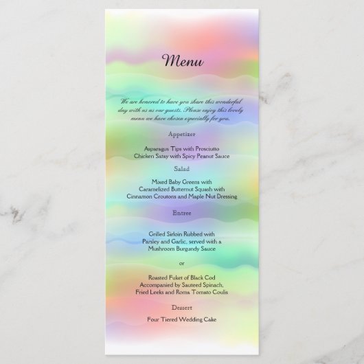Pastel Rainbow Brides Wedding Menu (Voorkant)
