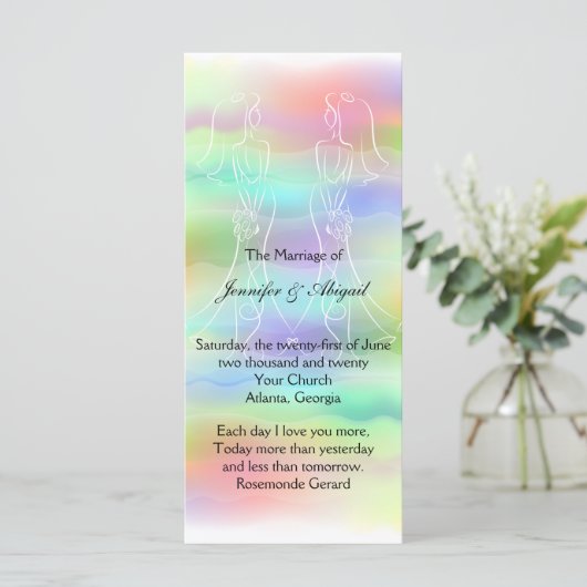 Pastel Rainbow Brides Wedding Programma (Staand voorkant)