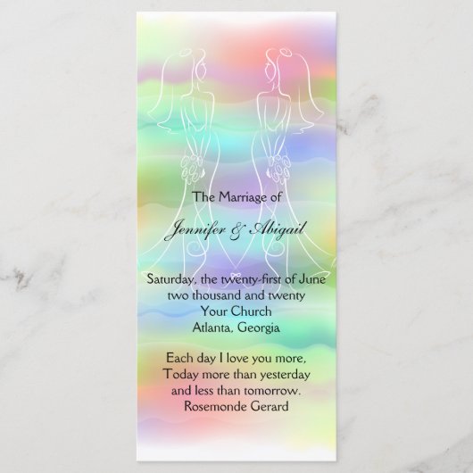 Pastel Rainbow Brides Wedding Programma (Voorkant)