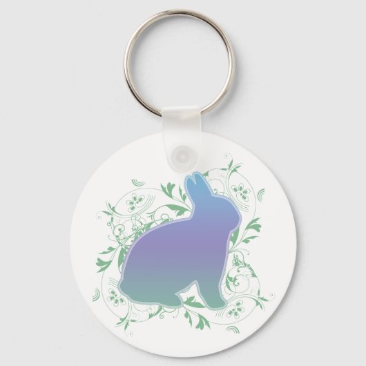 Pastel Rainbow Bunny & Swirls Sleutelhanger (Voorkant)