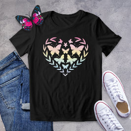 Pastel Rainbow Butterfly Hart T-shirt