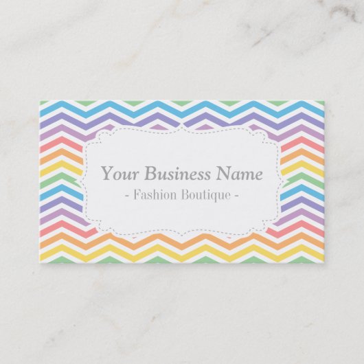Pastel Rainbow Chevron Pattern Elegant Mode Visitekaartje (Voorkant)
