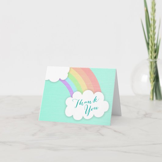 Pastel Rainbow Cloud Baby shower Bedankt Opmerking (Voorkant)