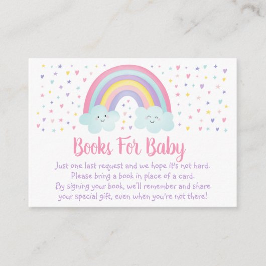 Pastel Rainbow Clouds Baby shower Boek Verzoek Informatiekaartje (Voorkant)