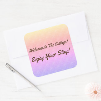 Pastel Rainbow Cottage Guest Vakantiehuis Vakantie Vierkante Sticker