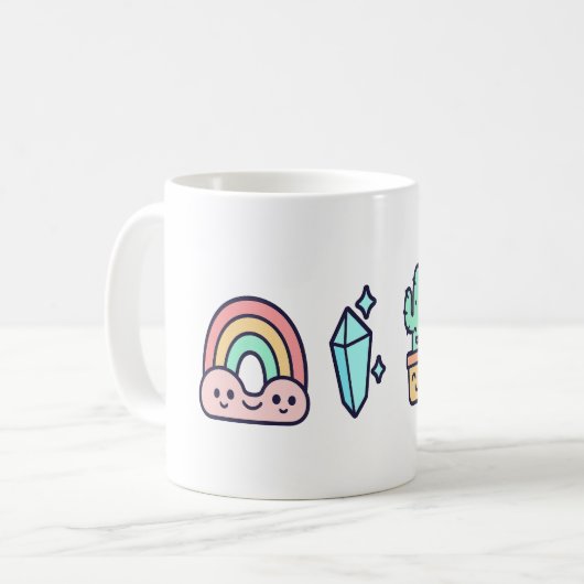 Pastel Rainbow Crystal Goede Vibes Mok (Voorkant links)